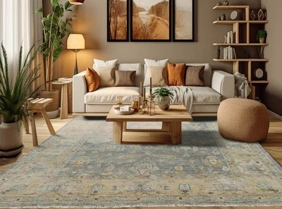 Multi Size LoomBloom Blue Hand Knotted Traditional Oushak Wool Oriental Area Rug - Image 1 of 4