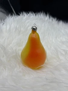 Pera ornamento albero di Natale in vetro antico vintage - Foto 1 di 4