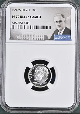 Etiqueta retrato S Silver 10c 1999 diez centavos NGC PF70 ULTRA CAMAFEO Foto 1 de 2
