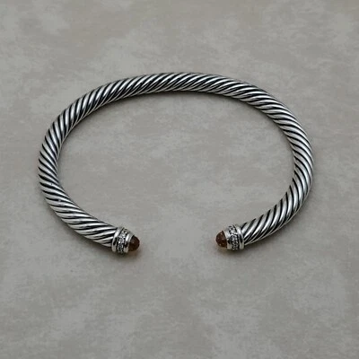 Brazalete David Yurman Cable Classics en plata de ley con citrino y diamantes Foto 1 de 4