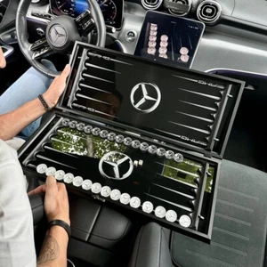 Glass Backgammon Set Mercedes-Benz, Customized Game Board, Gift for Man - Picture 1 of 5