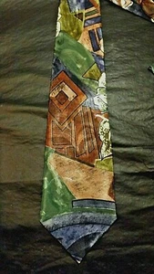 ABSTRACT PATTERN DESIGNER SILK HOUSE TIE MULTICOLORED 59 INCHES LONG - Picture 1 of 5