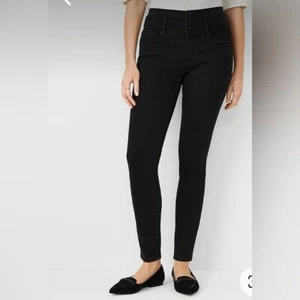 Pantalones de mezclilla ajustados de tiro alto con bolsillo esculpido Ann Taylor nuevos con etiquetas en lavado negro azabache talla 14 - Imagen 1 de 12