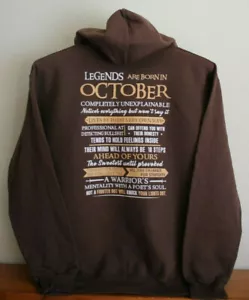 LEGENDS ARE BORN IN OCTOBER-KNOCK YOUR LIGHTS OUT Felpa con Cappuccio Grande, Marrone - Foto 1 di 4
