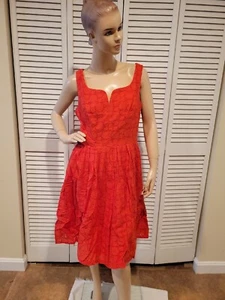 Adrianna Papell Women's Red Eyelet Fit and Flare US 6 UK 10 Hibiscus / Reddish - Picture 1 of 7