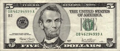 2003 $5 Federal Reserve "Low Ink Error Note" 4-of-a-Kind (9) & Pair (4) - Rare! - Image 1 of 2