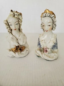 Vintage 1940s CORDEY China Porcelain Figurine Lady Excellent Condition Set of 2 - Picture 1 of 12