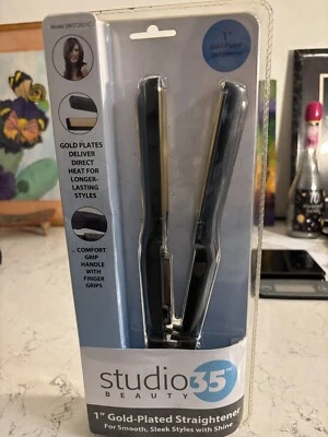 Alisadora Studio 35 Beauty 1" chapada en oro NUEVA en caja estilos con brillos difícil de encontrar Foto 1 de 4