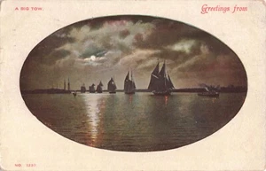 Segelschiffe Vollmondnacht 1905 Milwaukee Fond du lac WI Stempel Postkarte P389 - Bild 1 von 2