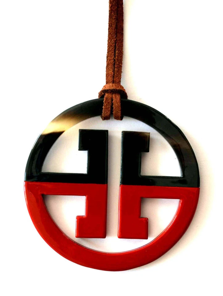 Horn Büffelhorn Anhänger Kette Hornanhänger Lack rot braun Design NEU - Bild 1 von 1