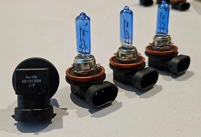 LIMITED QUANTITY! 4x H9 Halogen 65W 12V High Beam Headlight BLUE Bulbs - Image 1 of 2