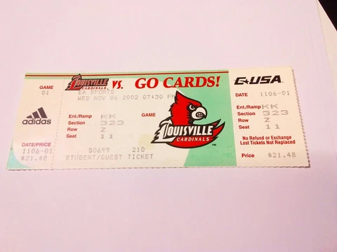2002-03 Louisville Cardinals EA Sports Basketball Full Unused Ticket Stub Cover