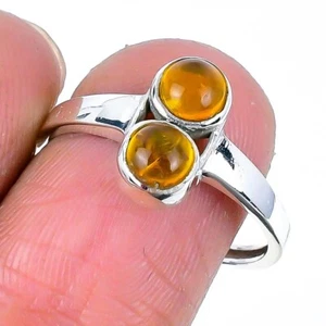 Baltic Amber Gemstone 925 Solid Silver Wedding Daughter Statement Ring Jewelry - Picture 1 of 7