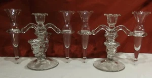 Pair Cambridge Chantilly 4 Piece 3 Lite Candle Holder Epergnes - Picture 1 of 7