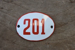 VINTAGE Enameled Porcelain SIGN House-Door Number 201 - RARE COLOR! - Picture 1 of 4