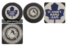 ST. JOHN'S MAPLE LEAFS AHL OFFICIAL HOCKEY PUCK VEGUM MFG. MADE IN SLOVAKIA 🇸🇰