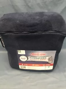 Sunbeam Microplush Heated Blanket Full Size 72" X 84" Blue Easy Dial Controls - Picture 1 of 8