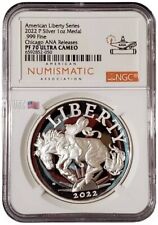 2022-P 1 Oz Silver AMERICAN LIBERTY NGC PF70UCAM Chicago Ana Releas Proof Medal.