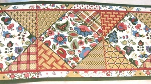 Wallpaper Border Country Sampler Patchwork Quilt Wall 48301 Tan Mauve Green Trim - Picture 1 of 3