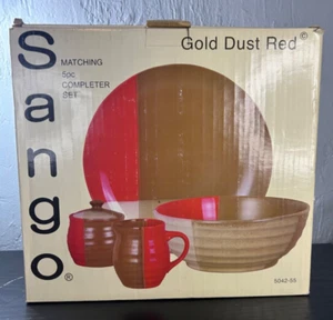 Sango Gold Dust Red 5042-55  5 Piece Completer set Stoneware - Picture 1 of 3