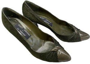 STUART WEITZMAN Heels Size 7 Green Felt Mr Seymour Kitten Career Office s-20 - Picture 1 of 10