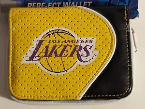 Los Angeles Lakers NBA Yellow & Black Perfect Bifold Wallet Zipper Coin Pouch 6 - Picture 1 of 7