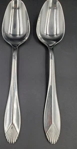 HERITAGE MINT LTD SAFRANO 6" SPOONS STAINLESS FAN PLUME GLOSSY RETIRED - Picture 1 of 2