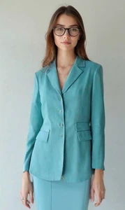 Arthur S. Levine Tahari 2 Piece Aqua Blue Jacket Skirt Suit Size 10 - Picture 1 of 23