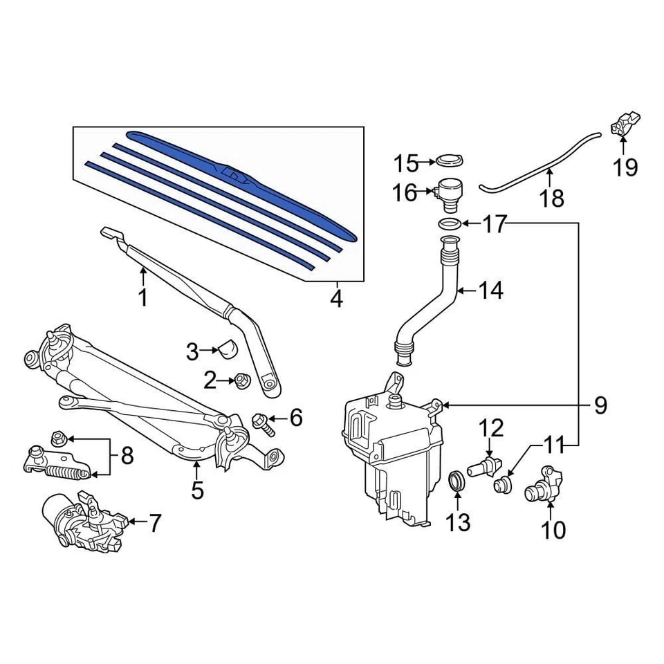For Toyota Highlander 2014-2019 Toyota 852220E050 Front Left Wiper Blade Foto 1 de 1
