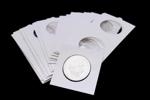 100 TOP QUALITY 2.5x2.5 Carboard & Mylar Flips for AMERICAN SILVER EAGLE 2 1/2 - Picture 1 of 7