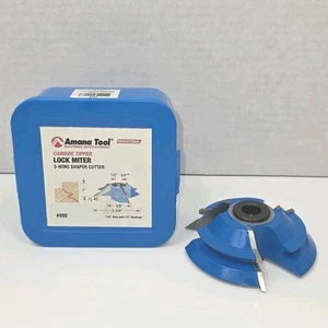 Amana Tool - #998, Carbide Tripped Lock Miter 3-Wing Shaper Cutter, 45 Deg, NOB - Picture 1 of 6