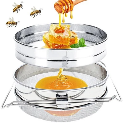 Honigsieb Doppel-Sieb 23cm Edelstahl Bienen Honig Filter Bienenzucht Imkerei DE - Bild 1 von 4