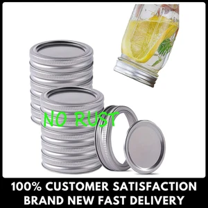 Wide Mouth Canning Lids and Rings for 12Lids + 12Rings (Wide Mouth), Silver - Picture 1 of 6