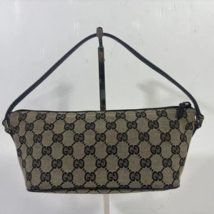 Gucci Accessory Pouch Mini Bag GG Canvas Beige Camel Used Excellent+ Japan - Picture 1 of 13