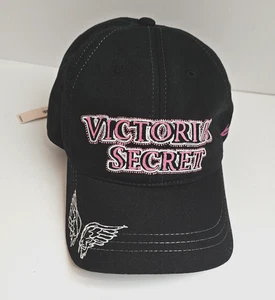 Victoria's Secret Mütze Kappe Riemen hinten schwarz pink bestickt Engelsflügel Damen - Bild 1 von 7