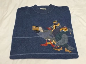 Vintage Iceberg Y2K dunkelblau Pullover bestickt Möwen L/S Sweater Gr. XL ITALY - Bild 1 von 14