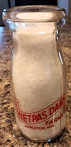 Hietpas Dairy Farms Appleton WI - Half Pint Milk Bottle - Picture 1 of 3