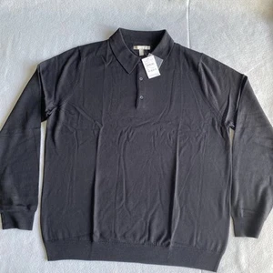 Nordstrom Black Sweater Men's Sz 2XL 100% Extra Fine Merino Wool Pullover Collar - Picture 1 of 8