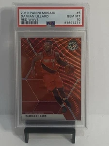 2019 Panini Mosaic Damian Lillard Red Wave #5 PSA 10 Portland Trail Blazers - Picture 1 of 2
