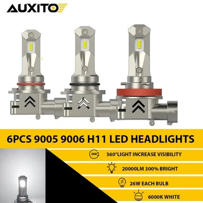 9005 9006 H11 LED Headlight KIT Combo Bulbs High&Low Beam Super White Bright 6X - Image 1 of 4