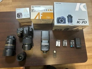 Pentax K-70 DSLR Camera 18-135mm 35mm Macro Lens Flash 3 Batteries Kit - Picture 1 of 8