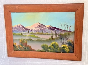 Vintage Mid Century Southwest Desert Ölgemälde - Route 66 Ära Rahmen - Bild 1 von 8