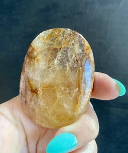 Crystal Golden Healer Large Palm Worry Pocket stone Meditate Heal Witch 102g (4) - Picture 1 of 8