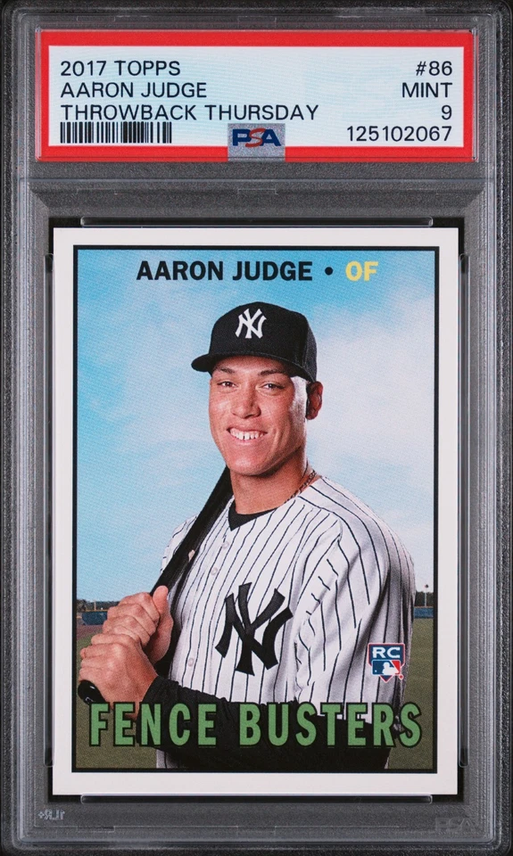 2017 Topps Throwback Thursday TBT Aaron Judge #86 Fence Busters PSA 9 #2067 - Image 1 of 2
