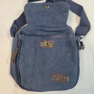 Borsa a tracolla esclusiva in tela Maze blu navy organizer casual da viaggio - Foto 1 di 7