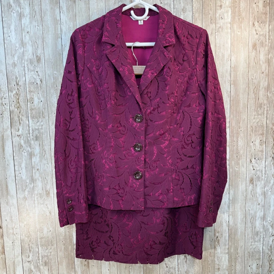 Conjunto de saia Cabi Plumberry Flora terno saia de renda feminino blazer roxo jaqueta saia 6 - Imagem 1 de 4