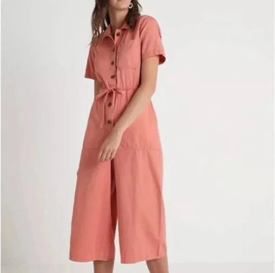 Mono mameluco utilitario de pierna ancha Madewell para mujer talla 4 coral botón algodón Foto 1 de 4