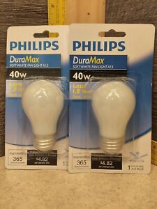 2 Pk 40 Watt 40w Phillips Duramax A15 Medium Base Soft Fan Light Bulbs 395Lmn