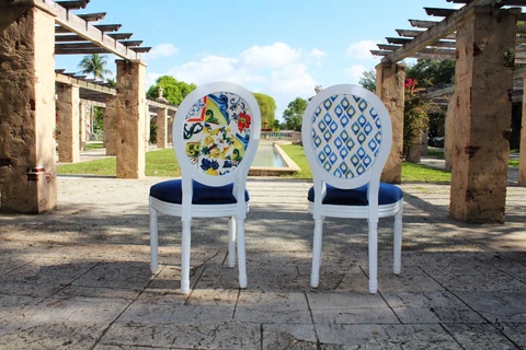 Italian Style Dining Chairs,Majolica Chairs,Mediterranean Chairs, (Set of 2) Cover