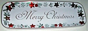 CHRISTMAS Rectangle Plastic Serving Platters 17.5" x 6.5" MERRY CHRISTMAS 3 PACK - Picture 1 of 2
